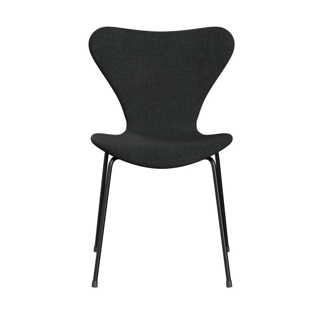 Fritz Hansen 3107 Stuhl Vollpolsterung, Schwarz/Re Wolle Schwarz/Natürlich