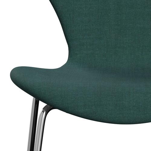 [product_category]-Fritz Hansen 3107 Chair Full Upholstery, Chrome/Canvas Emerald Green-Fritz Hansen-3107FU-CA0836-CST-FRI-6