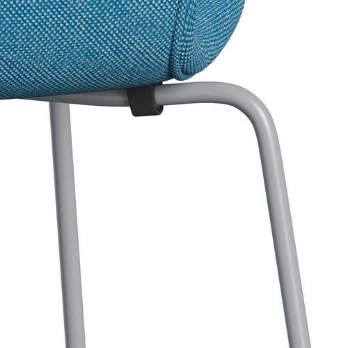 [product_category]-Fritz Hansen 3107 Chair Full Upholstery, Silver Grey/Hallingdal White/Turquoise-Fritz Hansen-3107FU-HAL840-SIGREY-FRI-7