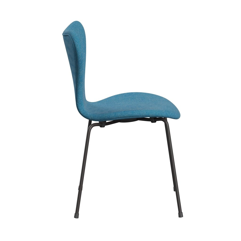 [product_category]-Fritz Hansen 3107 Chair Full Upholstery, Warm Graphite/Hallingdal White/Turquoise-Fritz Hansen-3107FU-HAL840-WARGRA-FRI-3