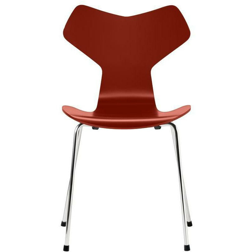 [product_category]-Fritz Hansen Grand Prix Chair Lacquered Venetian Red Shell, Chromed Steel Base-Fritz Hansen-3130-Lacquered-VenetianRed-Chrome-FRI-1