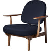  Jh97 Fred Lounge Chair Dark Stained Oak Dark Blue