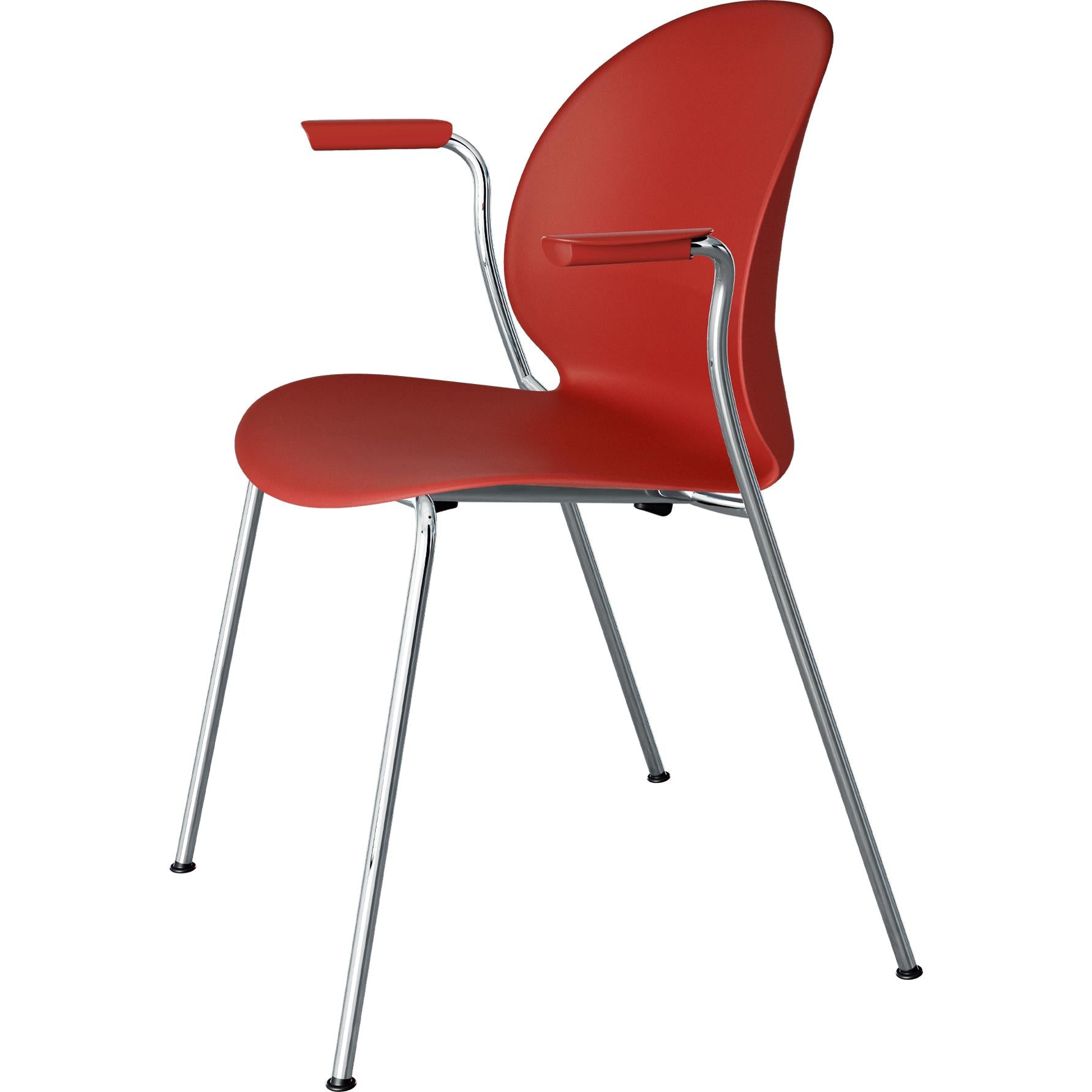 [product_category]-Fritz Hansen N02 Recycle Chair With Armrest Chrome Plated Steel 4 Legged, Dark Red-Fritz Hansen-N02-11-DarkRed/Chrome-FRI-1