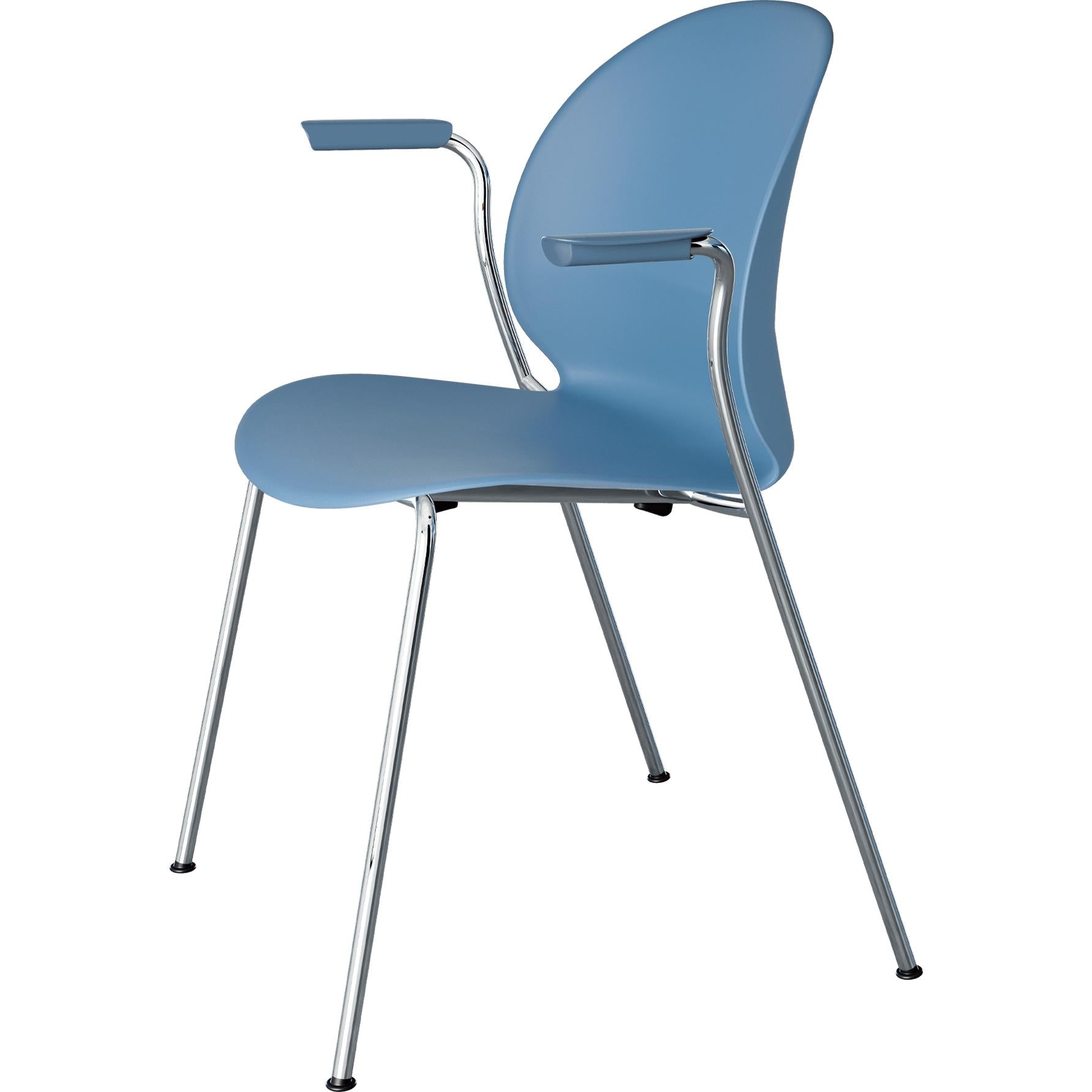 [product_category]-Fritz Hansen N02 Recycle Chair With Armrest Chrome Plated Steel 4 Legged, Light Blue-Fritz Hansen-N02-11-LightBlue/Chrome-FRI-1