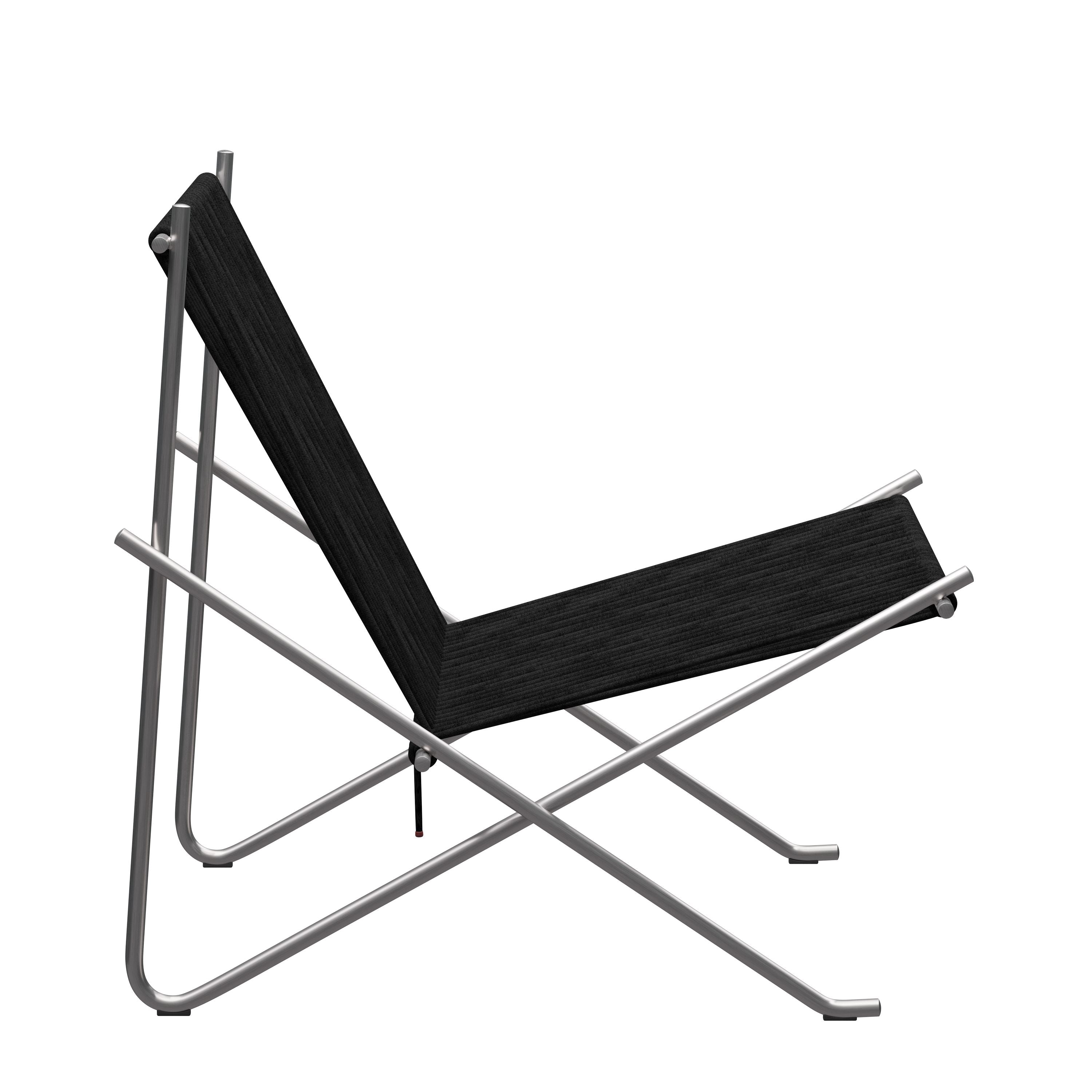 [product_category]-Fritz Hansen Pk4 Longe Chair Flag Halyard, Black/Steel-Fritz Hansen-PK4-Flag-Halyard-Black-Steel-2