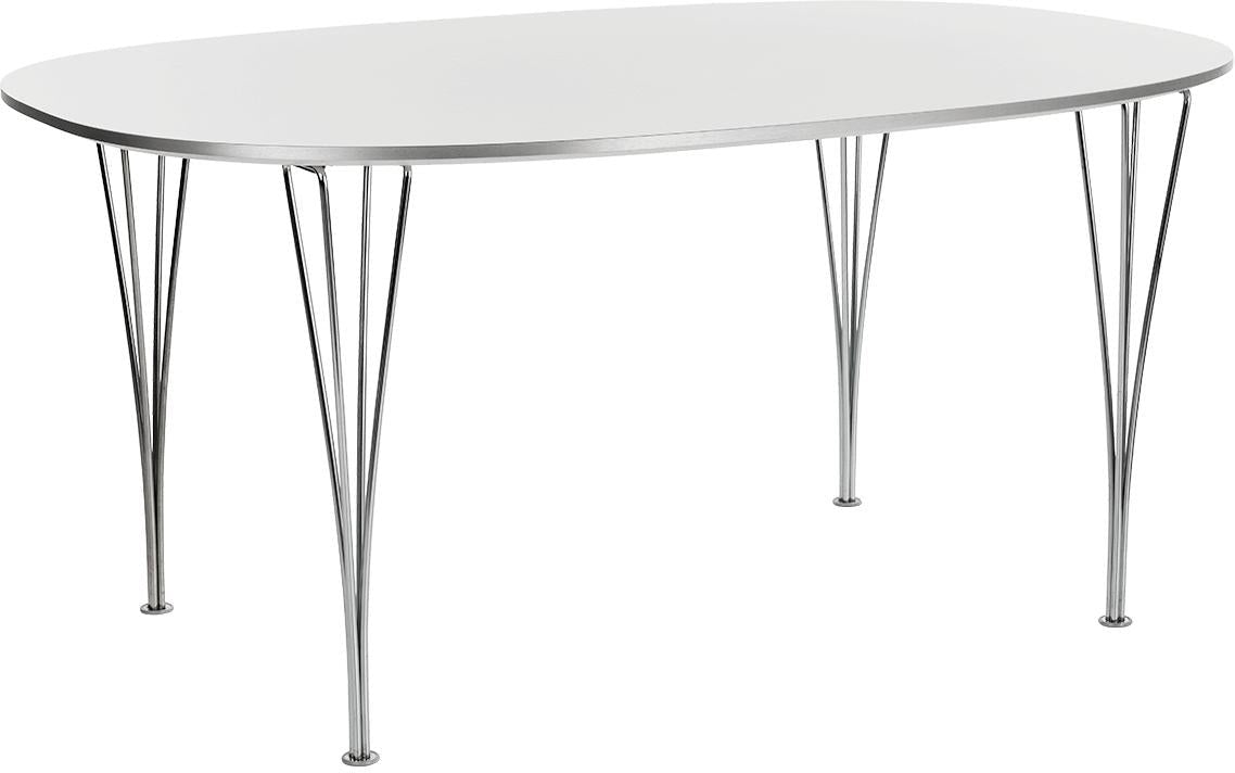 [product_category]-Fritz Hansen Super Ellipse Table Chrome 100 X150 Cm, White Laminate-Fritz Hansen-B612-white/chromed-FRI-1