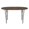 Fritz Hansen Superellipse Dining Table Brown Bronze/Walnut Veneer With Walnut Table Edge, 135x90 Cm