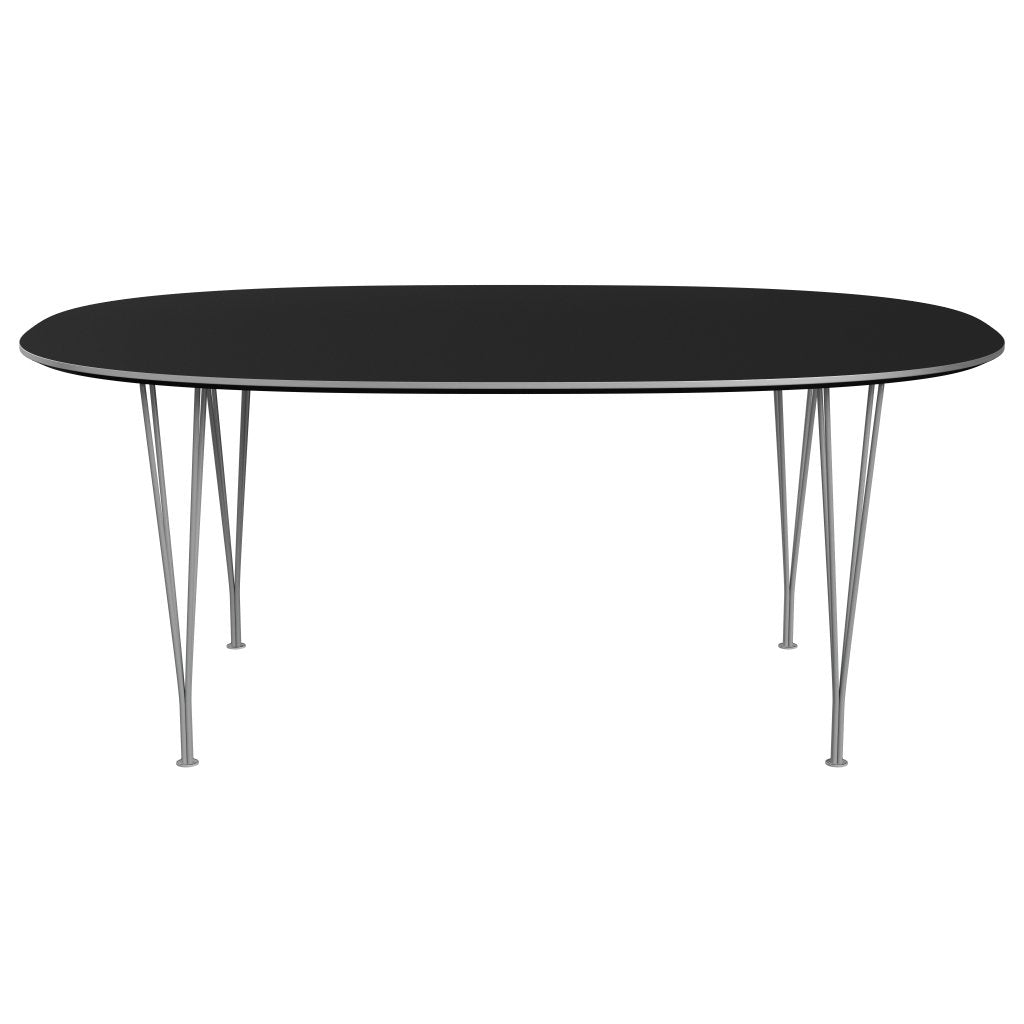 [product_category]-Fritz Hansen Superellipse Dining Table Grey Powder Coated/Black Fenix Laminates, 180x120 Cm-Fritz Hansen-B613-FXBLL-SPAL-GRBA-FRI-1