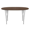 Fritz Hansen Superellipse Dining Table Grey Powder Coated/Walnut Veneer With Walnut Table Edge, 135x90 Cm