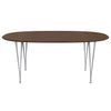 Fritz Hansen Superellipse Dining Table Silver Grey/Walnut Veneer With Walnut Table Edge, 180x120 Cm