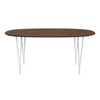 Fritz Hansen Superellipse Dining Table White/Walnut Veneer With Walnut Table Edge, 170x100 Cm