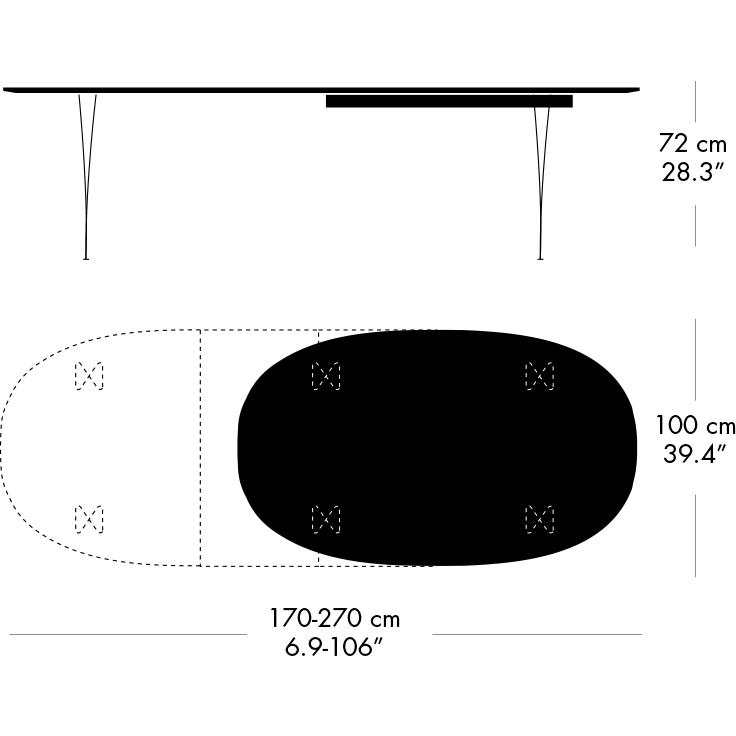 [product_category]-Fritz Hansen Superellipse Extending Table Grey Powder Coated/Walnut Veneer, 270x100 Cm-Fritz Hansen-B620-WAL001-SPAL-GRBA-FRI-5