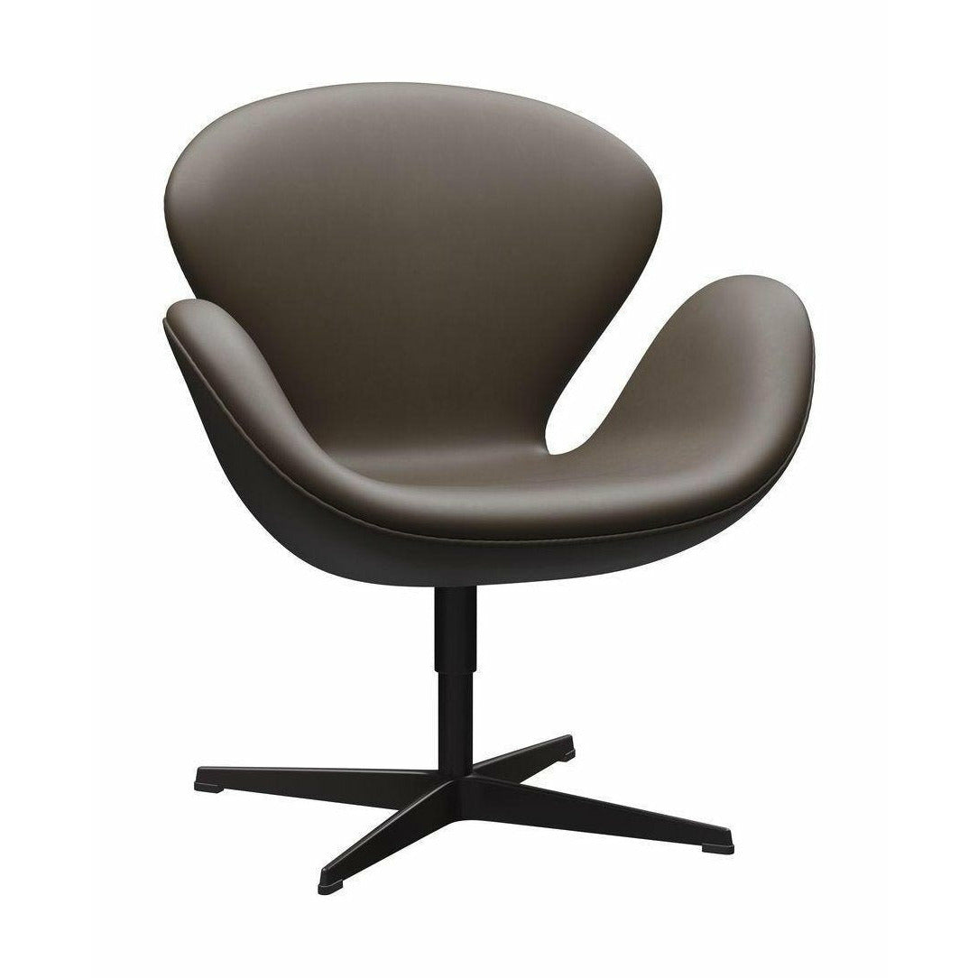 [product_category]-Fritz Hansen Svanen Lounge Chair Leather, Black/Essential Dark Brown-Fritz Hansen-3320-Essential-Stone-FRI-1