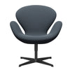  Swan Lounge Chair Black Lacquered/Capture Petrol Blue