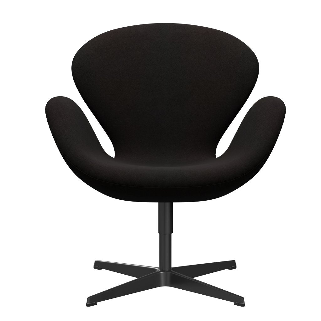 [product_category]-Fritz Hansen Swan Lounge Chair, Black Lacquered/Divina Dark Brown (384)-Fritz Hansen-3320-DIV384-BLLA-FRI-1