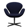  Swan Lounge Chair Black Lacquered/Divina Melange Dark Blue