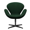  Swan Lounge Chair Black Lacquered/Divina Melange Warm Dark Green