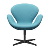  Swan Lounge Chair Black Lacquered/Divina Turquoise Light