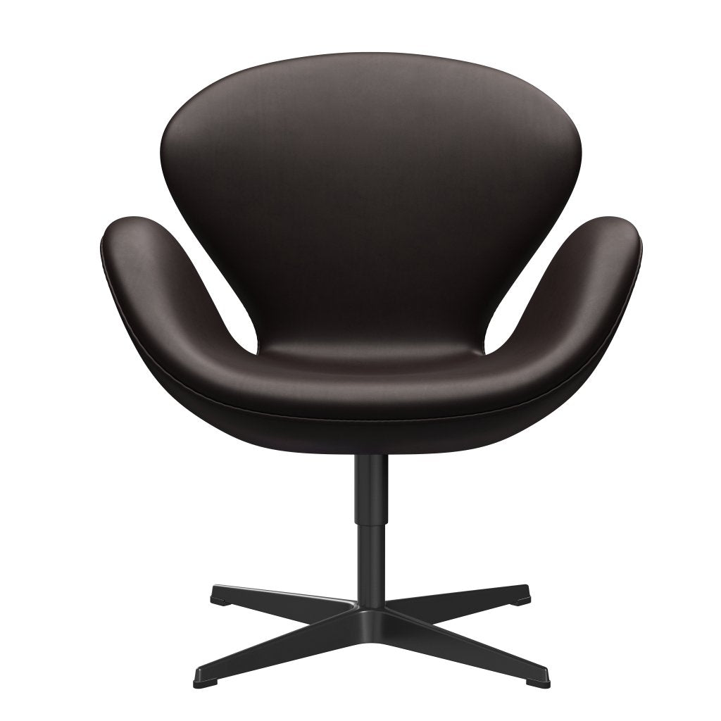 [product_category]-Fritz Hansen Swan Lounge Chair, Black Lacquered/Grace Dark Brown-Fritz Hansen-3320-ELDBR-BLLA-FRI-1