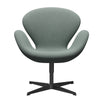 Fritz Hansen Swan Lounge Chair, Black Lacquered/Re Wool Light Aquamarine/Natural