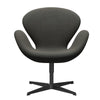 Fritz Hansen Swan Lounge Chair, Black Lacquered/Rime Dark Grey/Khaki