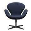 Fritz Hansen Swan Lounge Chair, Black Lacquered/Rime Light Blue/Brown