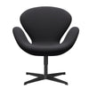 Fritz Hansen Swan Lounge Chair, Black Lacquered/Rims Brown/Dark Blue