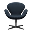  Swan Lounge Chair Black Lacquered/Steelcut Trio Dark Brown Blue