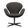  Swan Lounge Chair Black Lacquered/Steelcut Trio Dark Grey