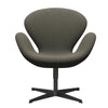  Swan Lounge Chair Black Lacquered/Steelcut Trio Grey/Green