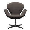  Swan Lounge Chair Black Lacquered/Steelcut Trio Red/Light Brown