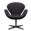  Swan Lounge Chair Black Lacquered/Steelcut Trio Warm Dark Blue