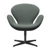  Swan Lounge Chair Black Lacquered/Steelcut Trio White/Dark Green