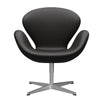  Swan Lounge Chair Satin Brushed Aluminium/Aura Black Brown