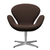  Swan Lounge Chair Satin Brushed Aluminium/Capture Chocolate Brown