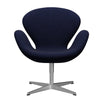  Swan Lounge Chair Satin Brushed Aluminium/Divina Melange Dark Blue