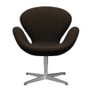  Swan Lounge Chair Satin Brushed Aluminium/Divina Melange Dark Brown