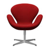  Swan Lounge Chair Satin Brushed Aluminium/Divina Melange Deep Red