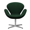  Swan Lounge Chair Satin Brushed Aluminium/Divina Melange Warm Dark Green