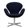  Swan Lounge Chair Satin Brushed Aluminium/Fame Black Blue