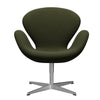  Swan Lounge Chair Satin Brushed Aluminium/Fame Dark Brown Green