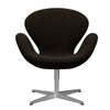  Swan Lounge Chair Satin Brushed Aluminium/Hallingdal Black/Brown