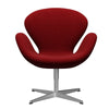  Swan Lounge Chair Satin Brushed Aluminium/Hallingdal Red (657)