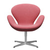  Swan Lounge Chair Satin Brushed Aluminium/Rime Light Red/White