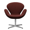  Swan Lounge Chair Satin Brushed Aluminium/Rims Dark Red/Brown