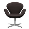  Swan Lounge Chair Satin Brushed Aluminium/Steelcut Dark Earth Brown