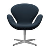  Swan Lounge Chair Satin Brushed Aluminium/Steelcut Navy Blue