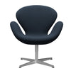  Swan Lounge Chair Satin Brushed Aluminium/Steelcut Trio Dark Brown Blue