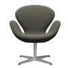  Swan Lounge Chair Satin Brushed Aluminium/Steelcut Trio Grey/Green