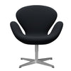  Swan Lounge Chair Satin Brushed Aluminium/Tonus Dark Aubergine